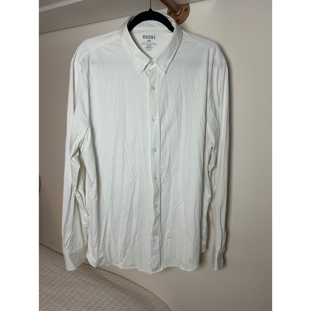 RHONE Classic Fit Commuter Long Sleeve Button Down Shirt‎ XL White Performance